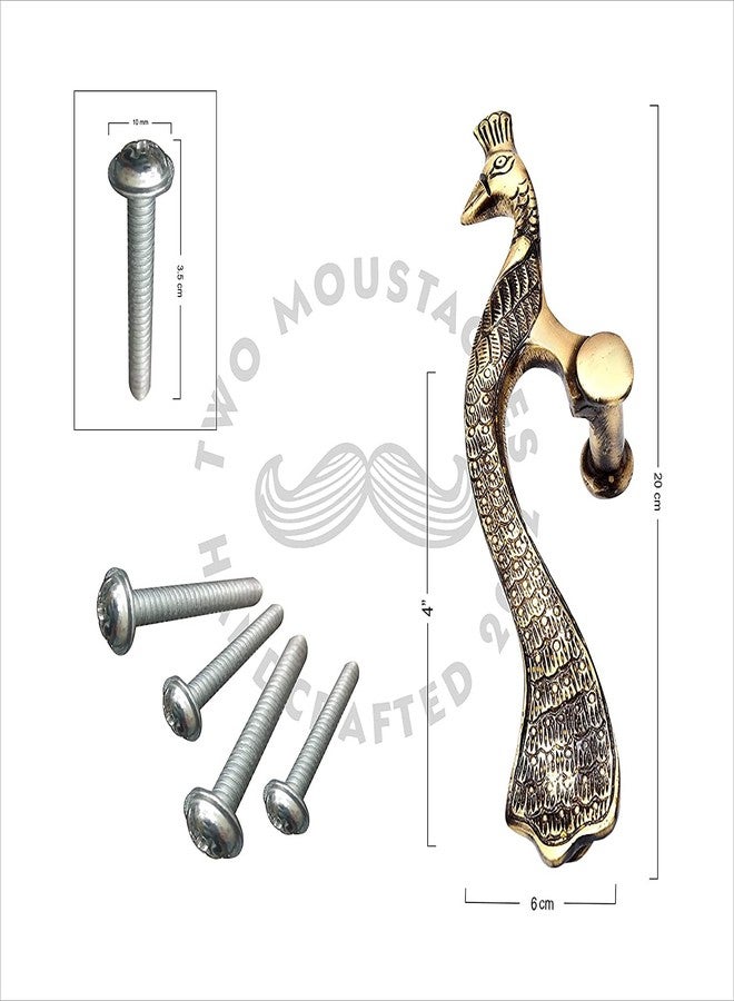 Two Moustaches Peacock Design 8 inches Brass Door Handle, Brass Door Handle for Main Door, Handles for Home & Office, Door pulls, Pack of 2 - Image 5